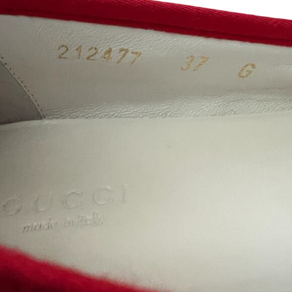 GUCCI GG Signature Logo Monogram Ballerina Flats EU 37 US 7 Navy Red Rope Accent - Picture 10 of 13